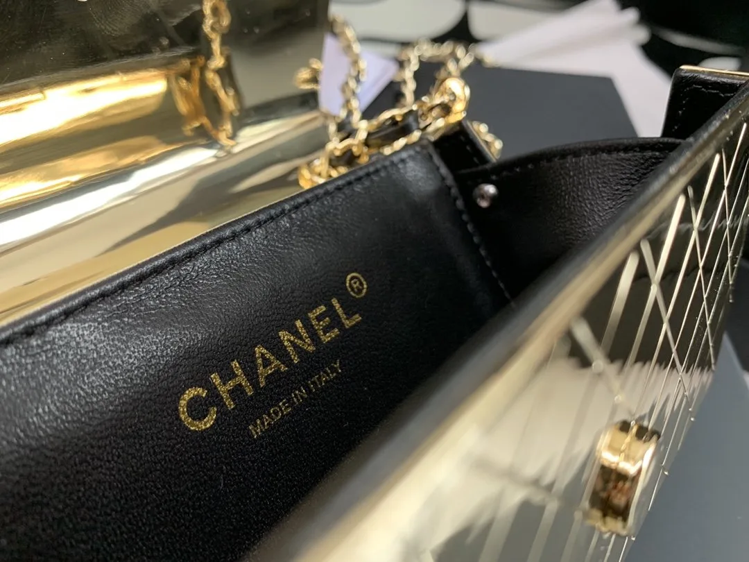 Chanel Evening Flap Bag Small Crossbody / Gold Metalic Gold Hardware - Image 7