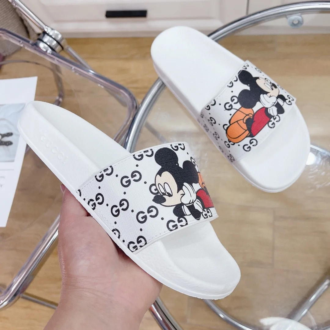 Gucci Women’s GG Slide Sandal With Mickey Mouse White - Image 3