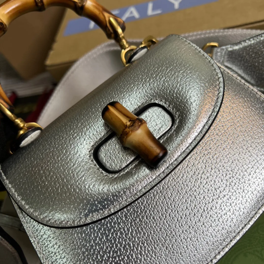 Gucci Bamboo 1947 Mini Top Handle Bag Silver - Image 13