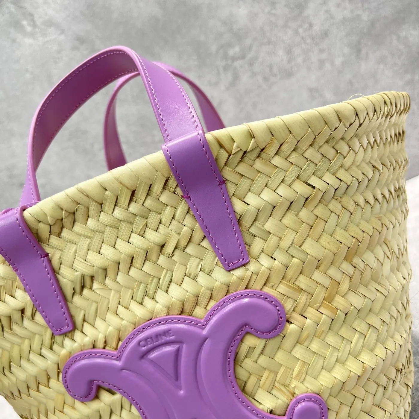 Celine Teen Triomphe Celine Classic Panier In Palm Leaves And Lizard Violet / - Image 4