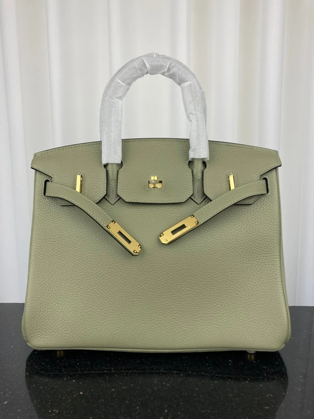 Hermes Birkin 30 Top Handle Bag / Green Moss Gold Hardware - Image 7
