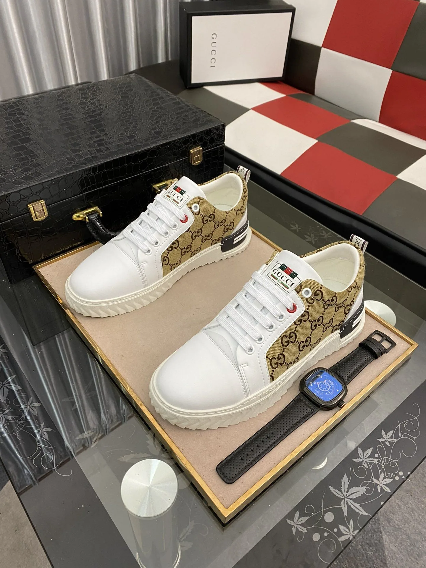 Gucci Men’s GG Ace Sneaker Yellow And White - Image 8