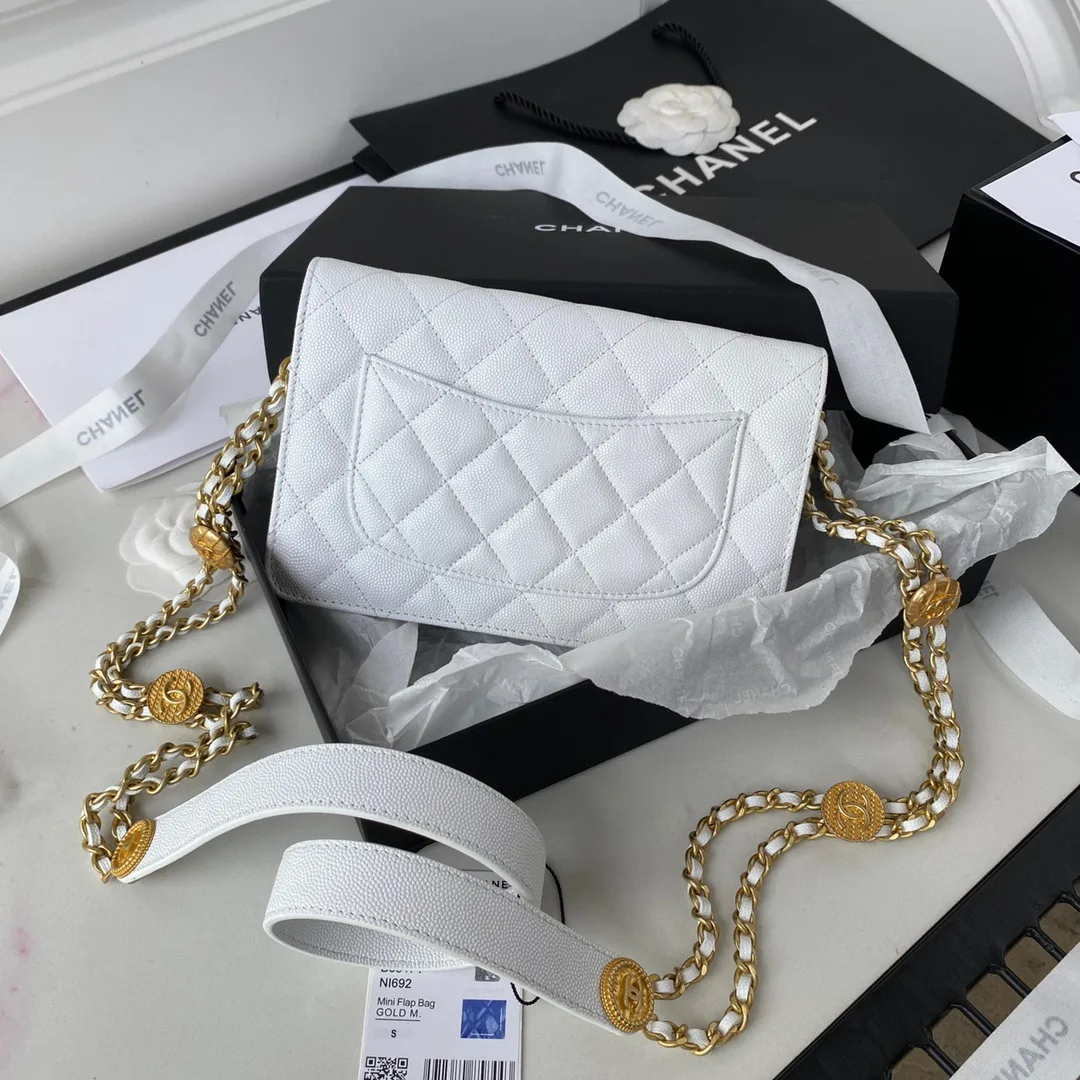 Chanel Small Flap Bag Gold Hardware White / - Image 7
