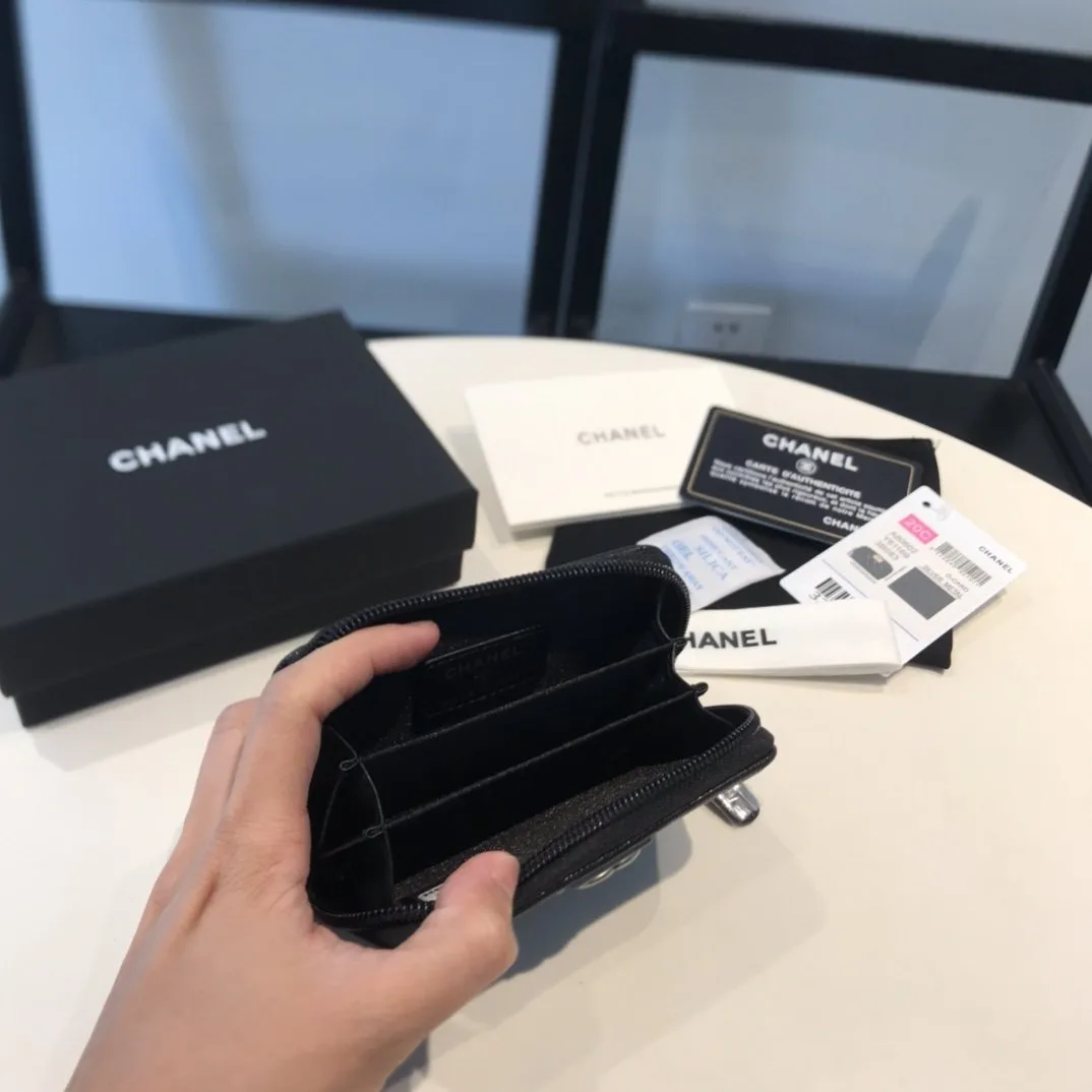Chanel CO-CO Boy Flap Card Holder Black Silver Hardware / - Image 6