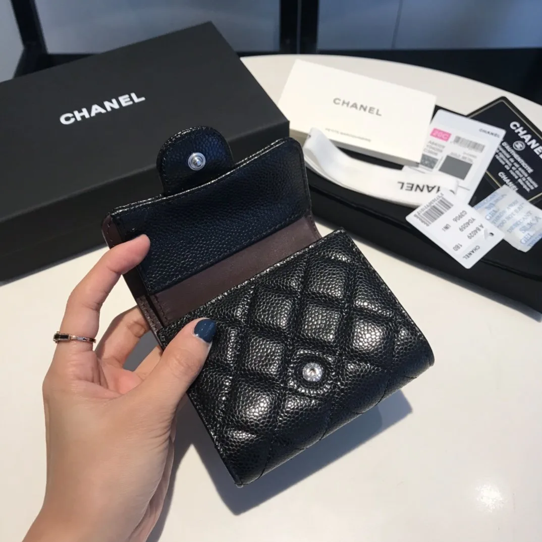 Chanel CO-CO Classic Card Holder / Silver Hardware Black - Image 6