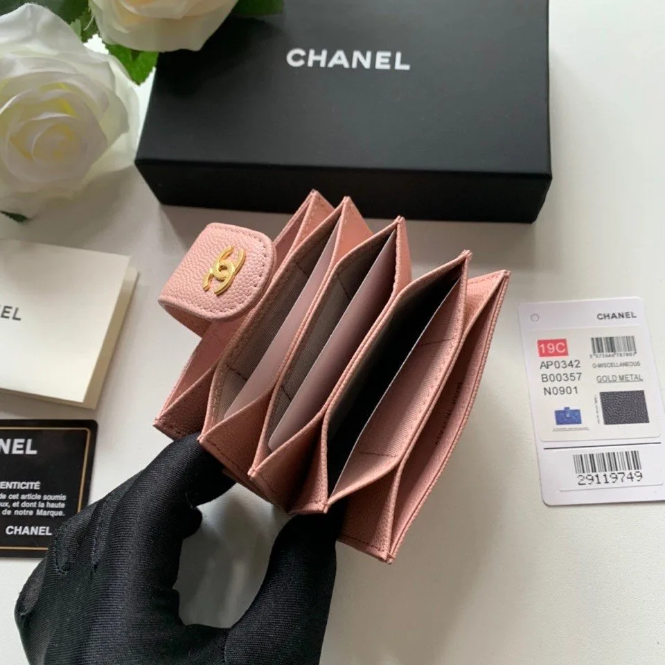 Chanel CO-CO Card Holder Wallet Pink Gold Toned Hardware / - Image 6