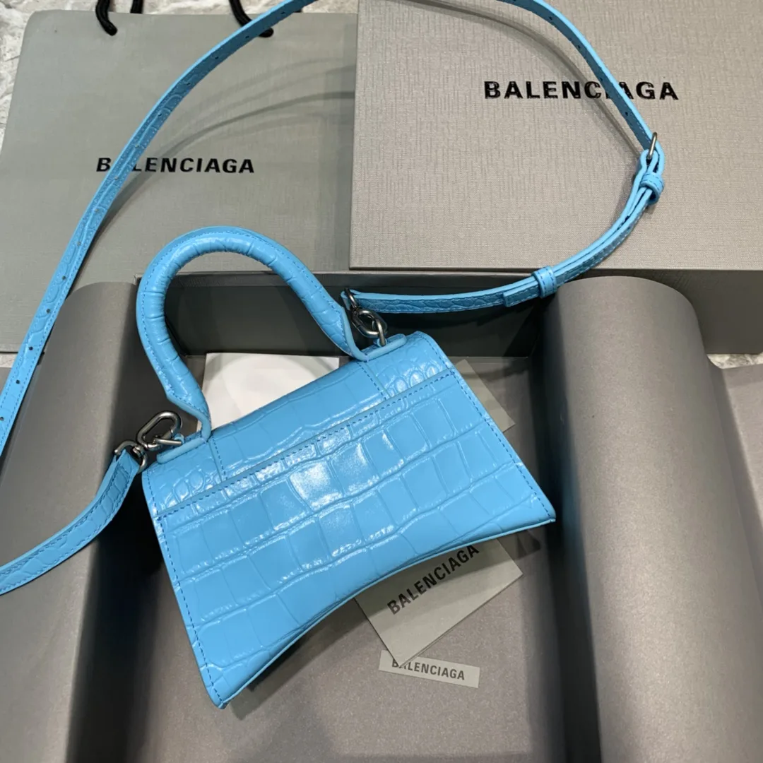 Balenciaga Hourglass Small Handbag In Blue - Image 3