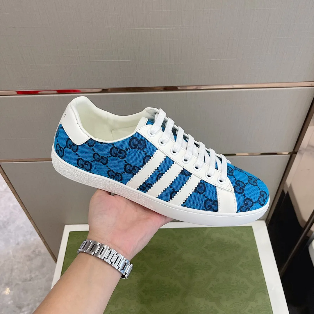 Gucci x Adidas Men’s GG Sneakers Light Blue - Image 8