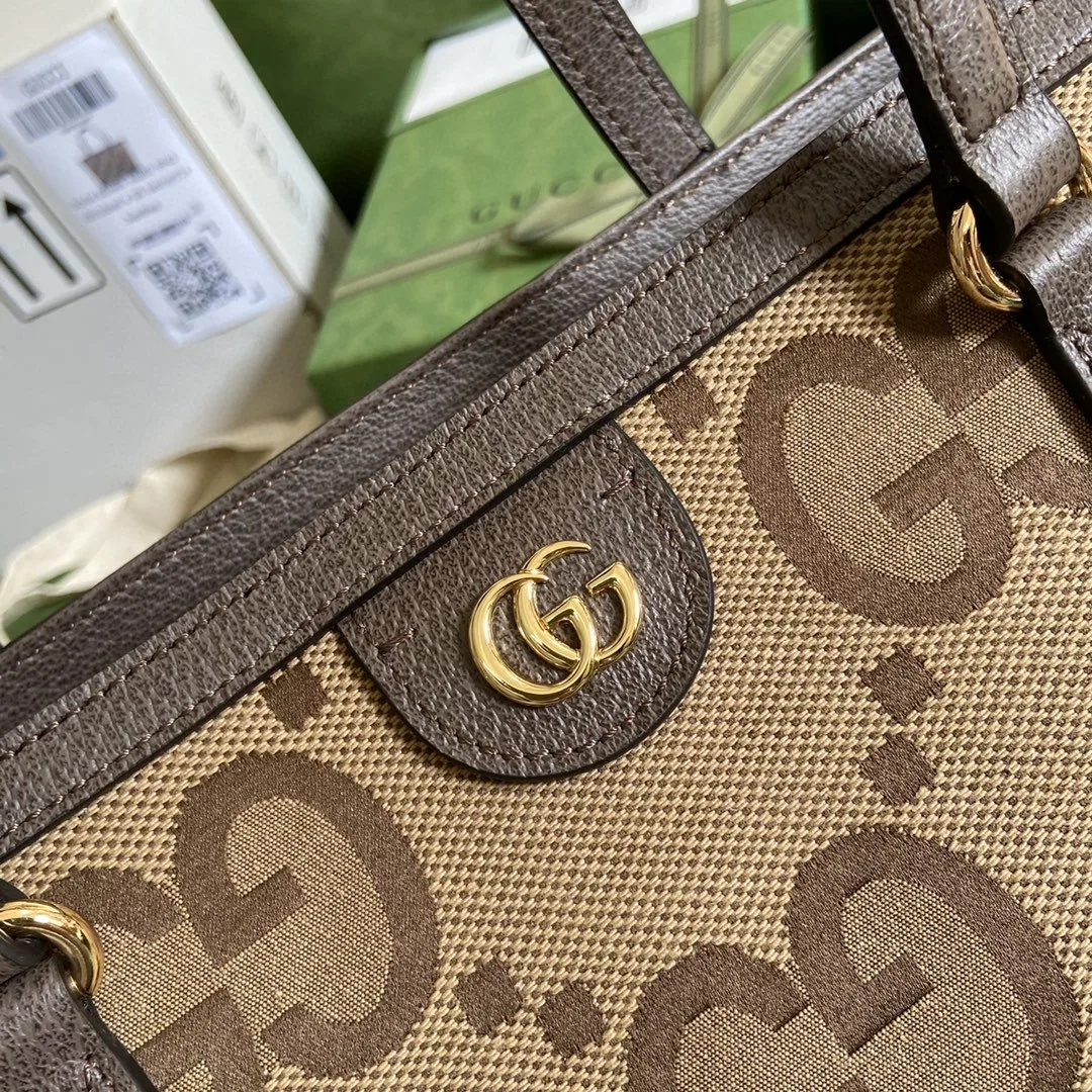 Gucci Ophidia Jumbo GG Medium Tote Camel And Ebony Jumbo Canvas / - Image 9