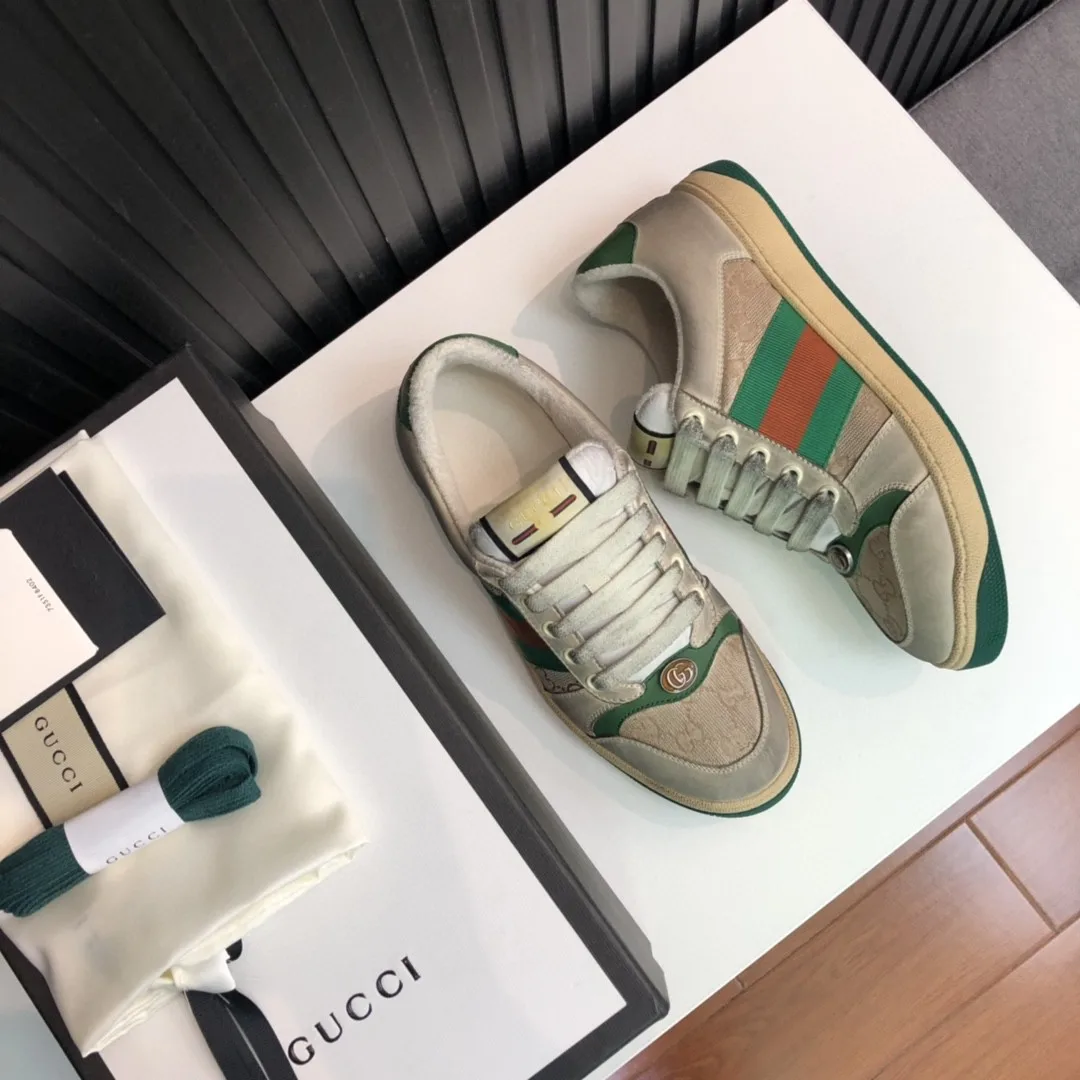 Gucci Women’s GG Screener Distressed Green Orange - Image 3