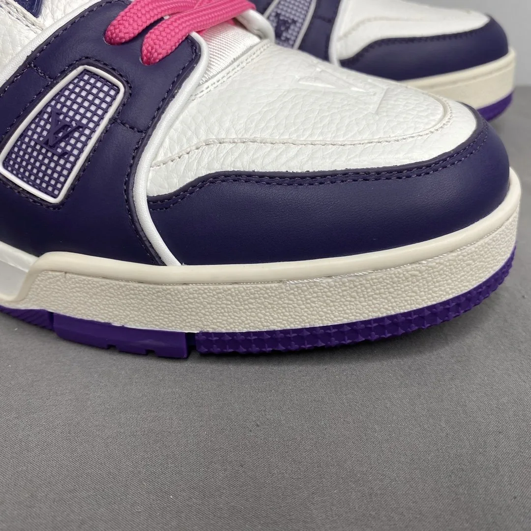 Louis Vuitton Trainer Sneaker Mix Of Materials White/Purple Virgil Abloh - Image 8