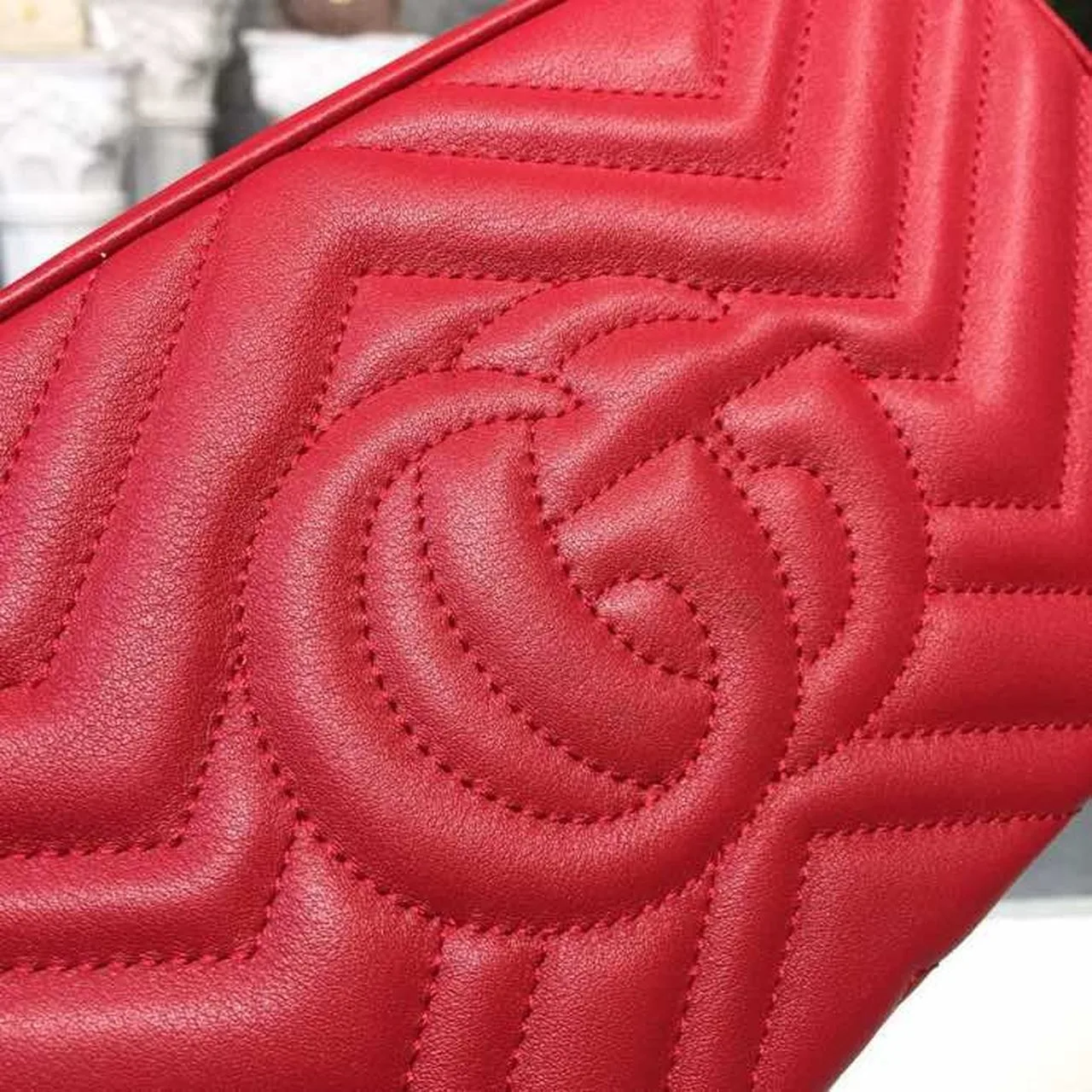 Gucci GG Marmont Small Matelassé Shoulder Bag Hibiscus Red Matelassé Chevron / - Image 8