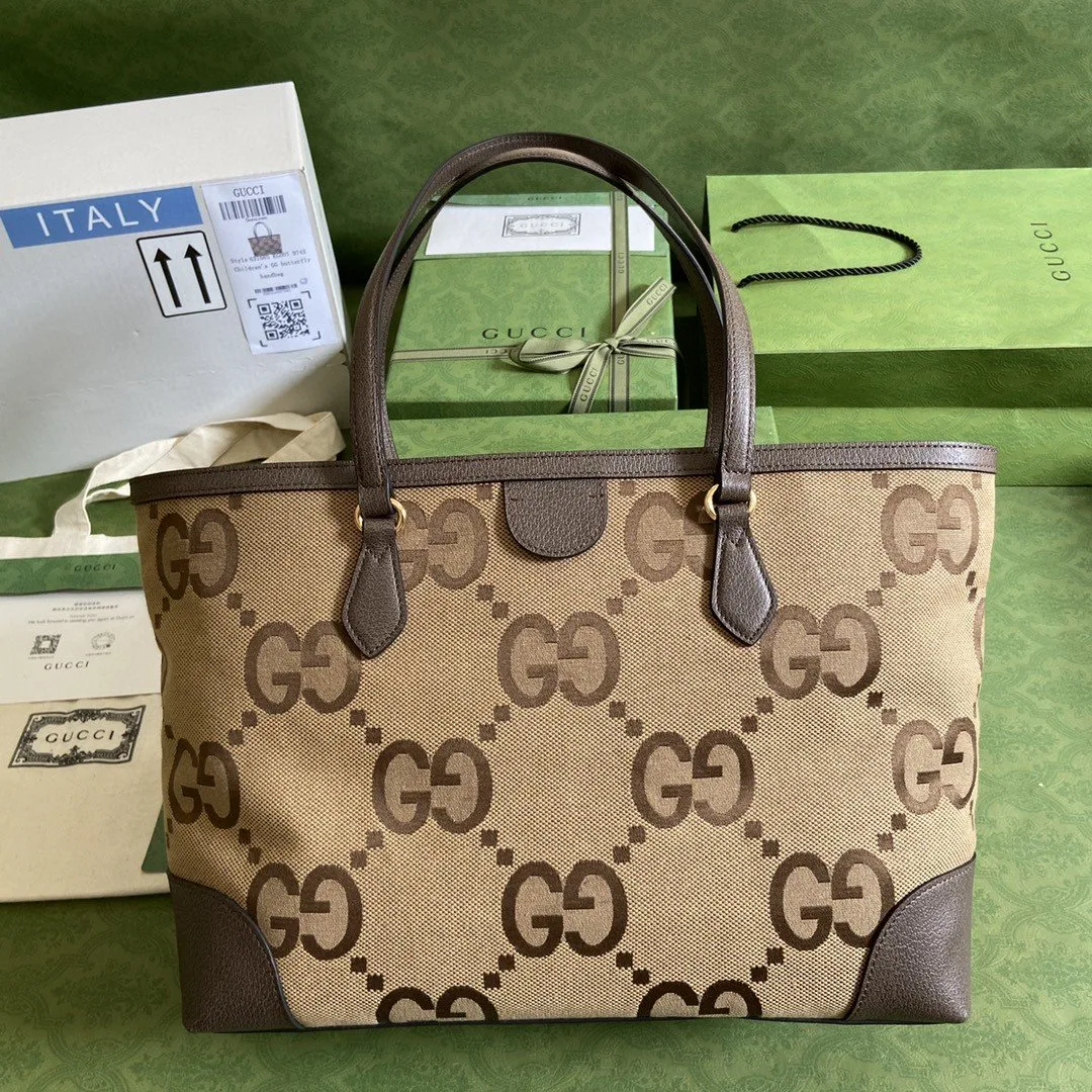 Gucci Ophidia Jumbo GG Medium Tote Camel And Ebony Jumbo Canvas / - Image 8