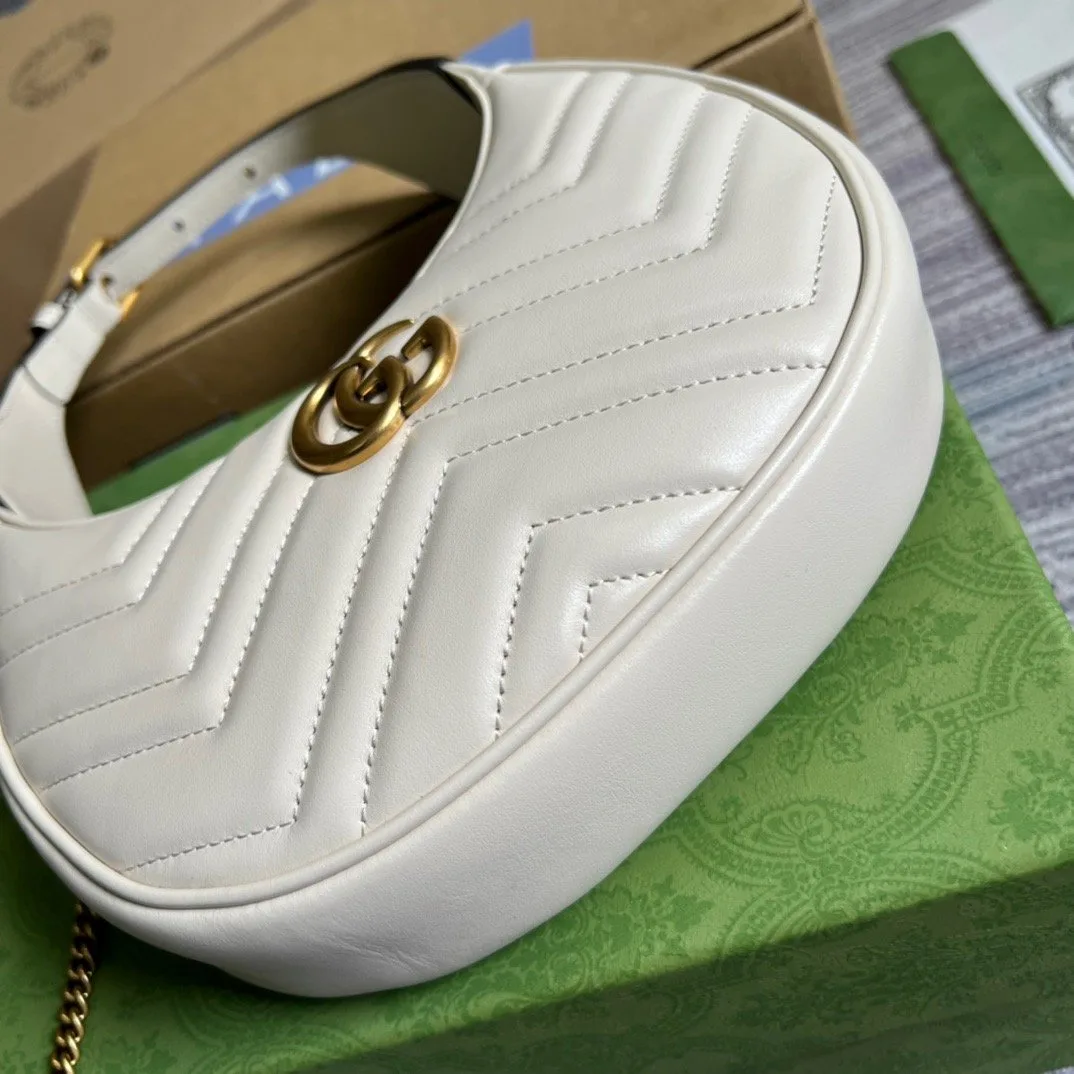 Gucci Marmont Half Moon Shaped Mini Bag White - Image 3