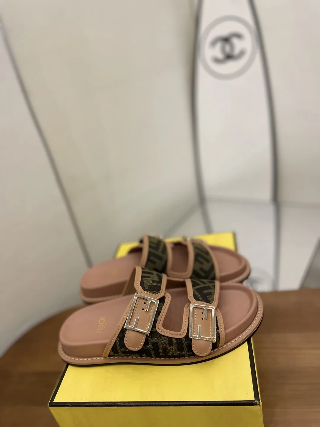 Fendi Feel Slides Dark Pink - Image 9
