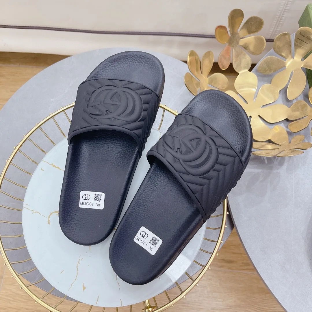 Gucci Mens Quilted GG Rubber Slide Black - Image 7