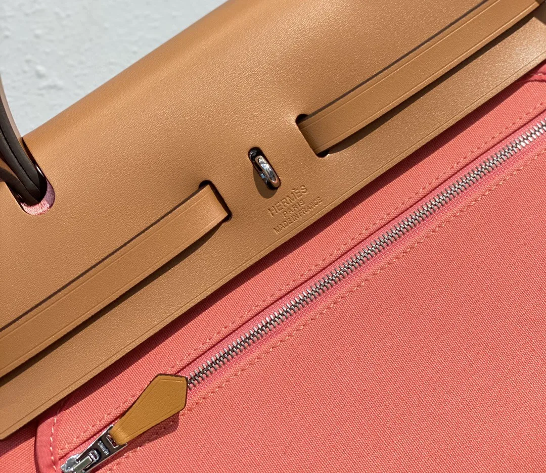 Hermes Herbag Zip Bag Pink, Silver Toned Hardware Bag - Image 7