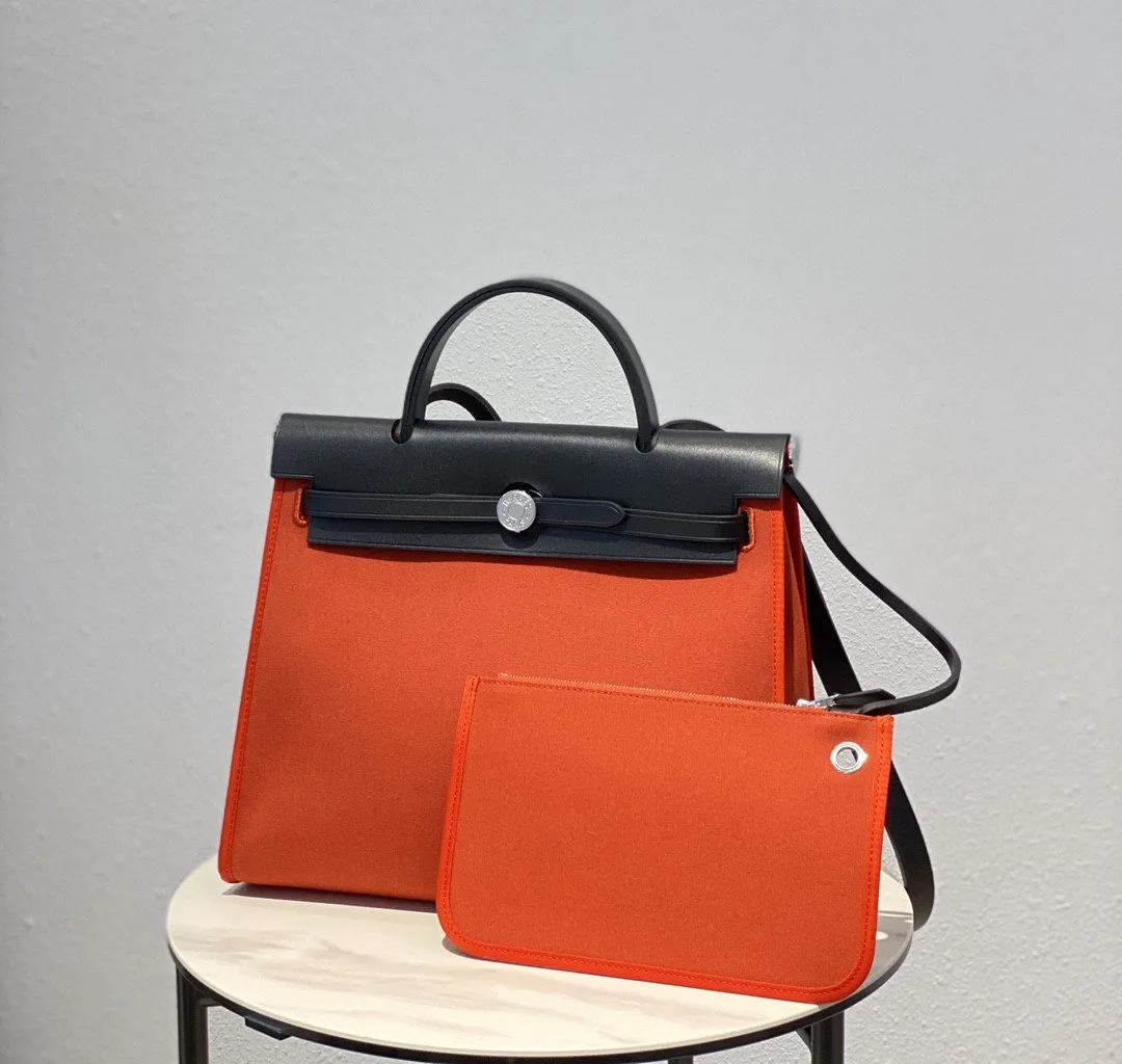 Hermes Herbag Zip Bag Red, Silver Toned Hardware Bag
