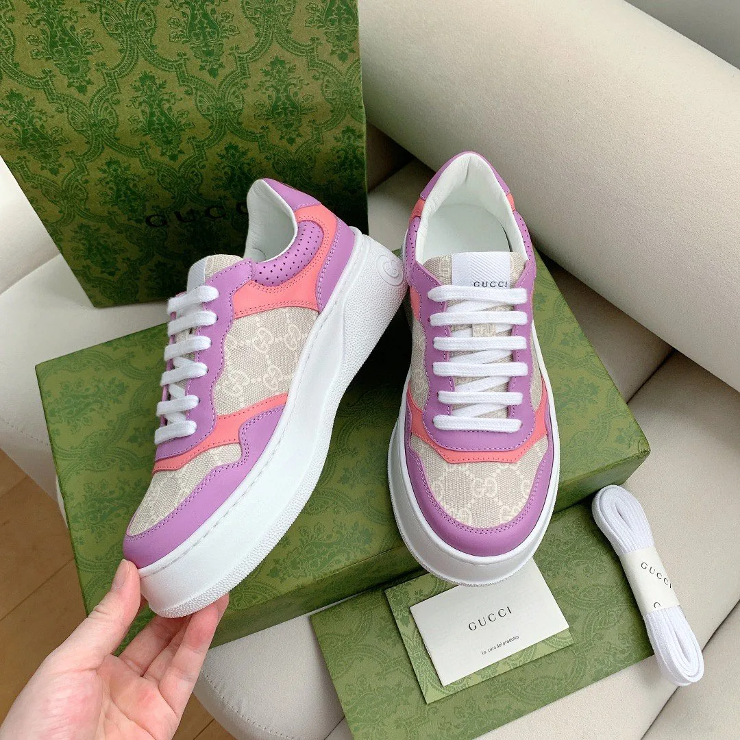Gucci Women’s GG Sneaker Pink And Purple Supreme - Image 3