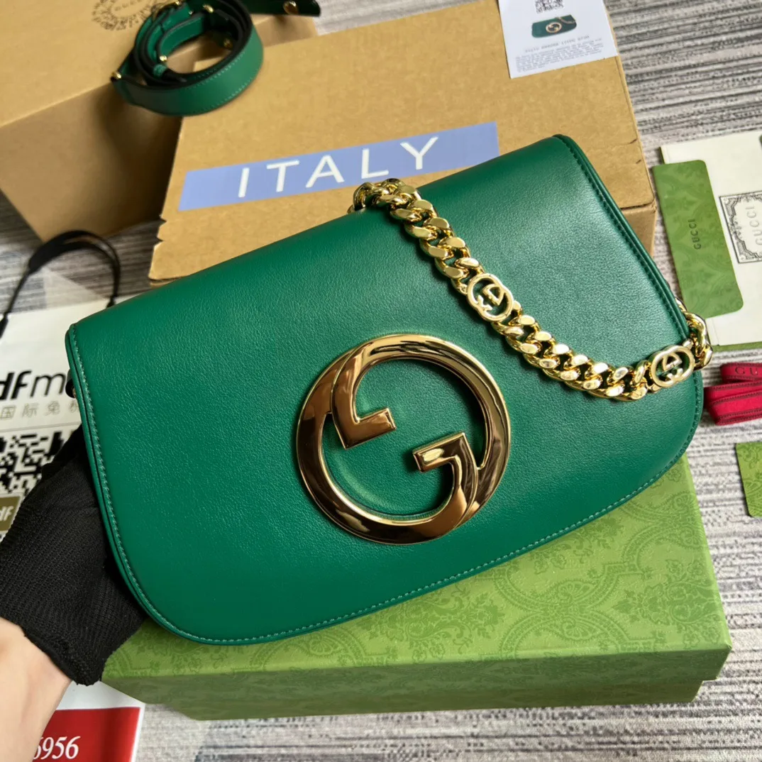 Gucci Blondie Medium Shoulder Bag / Green Gold Hardware - Image 4
