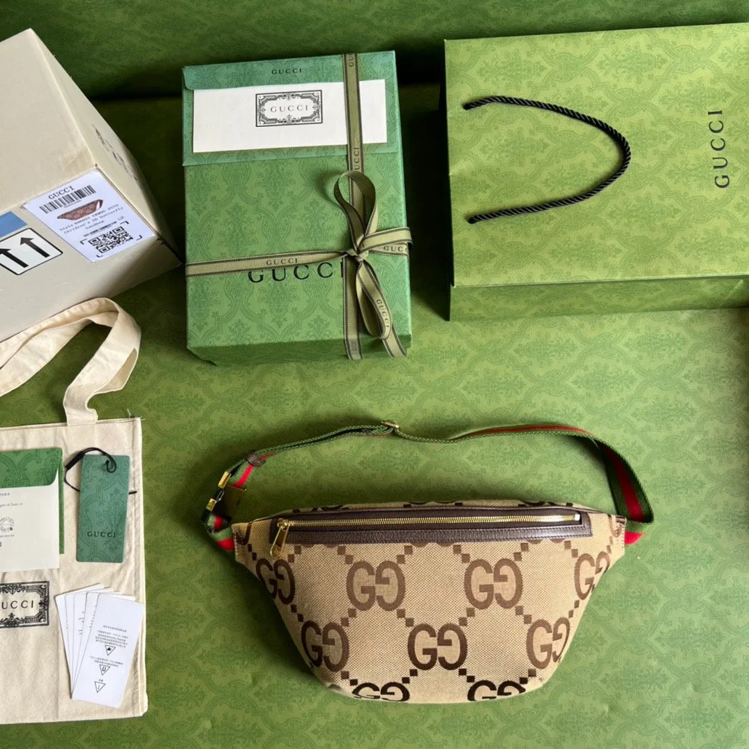 Alternative view of Gucci Jumbo GG Belt Bag / Camel/ Ebony Jumbo GG Canvas