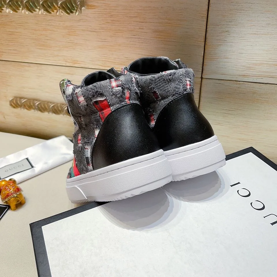Gucci Men’s Basket Jean’s High Top With Bee Sneaker Black - Image 6