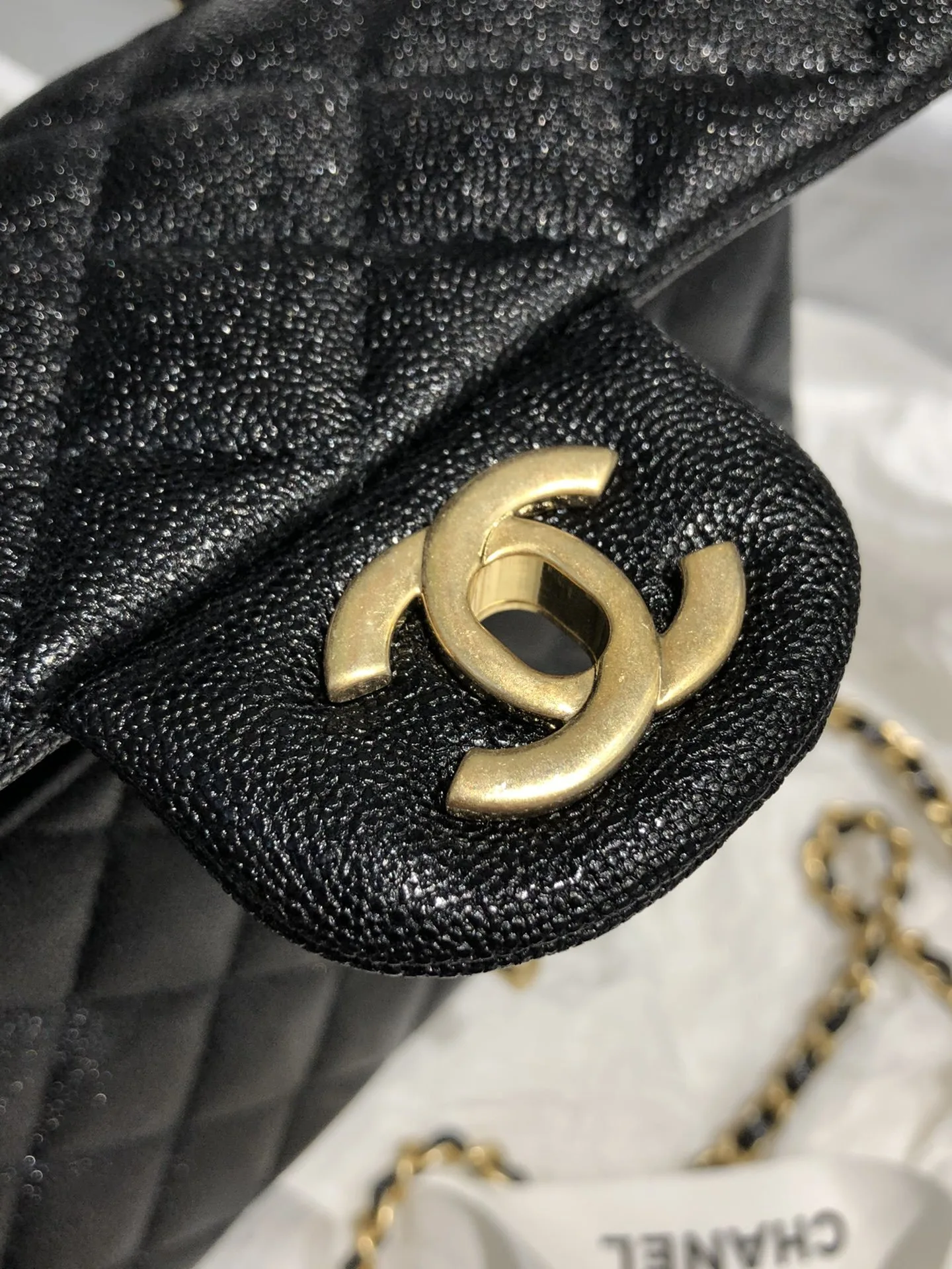 Chanel Flap Bag Mini Crossbody / Black Gold Hardware - Image 8