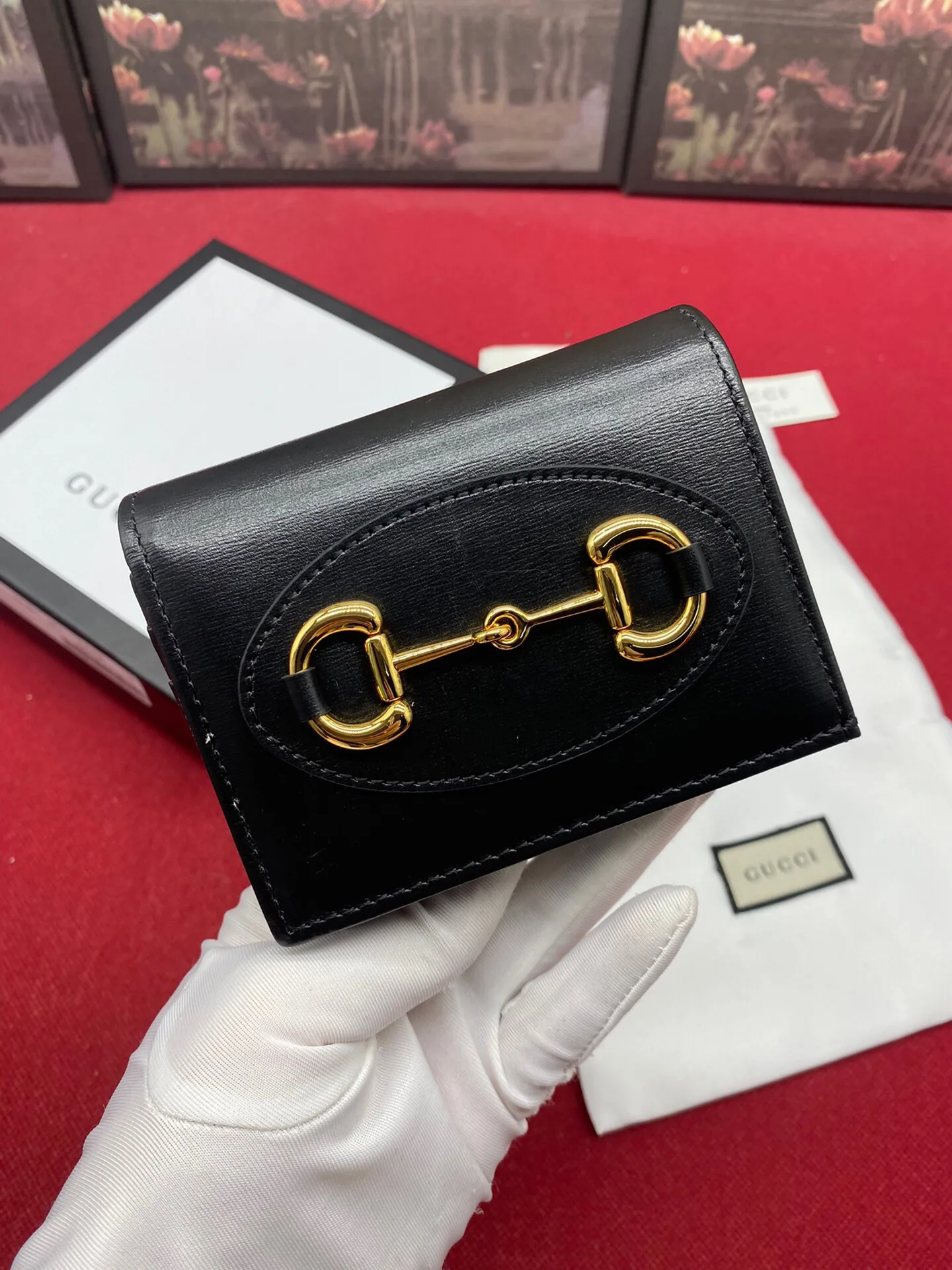 Gucci Horsebit 1955 Card Case Wallet Black Womens Wallet / GG - Image 7