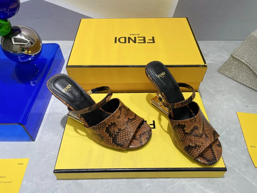 Alternative view of Fendi First Dark Brown Python High-Heeled Sandals