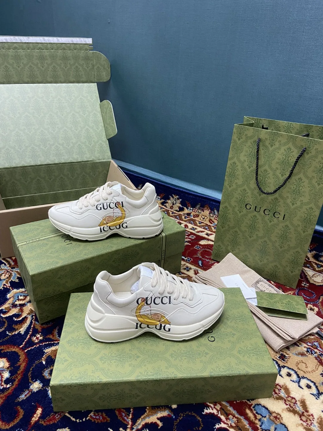 Gucci Rhyton Sneakers With Bananya White Ivory -2SH00-9522a - Image 7