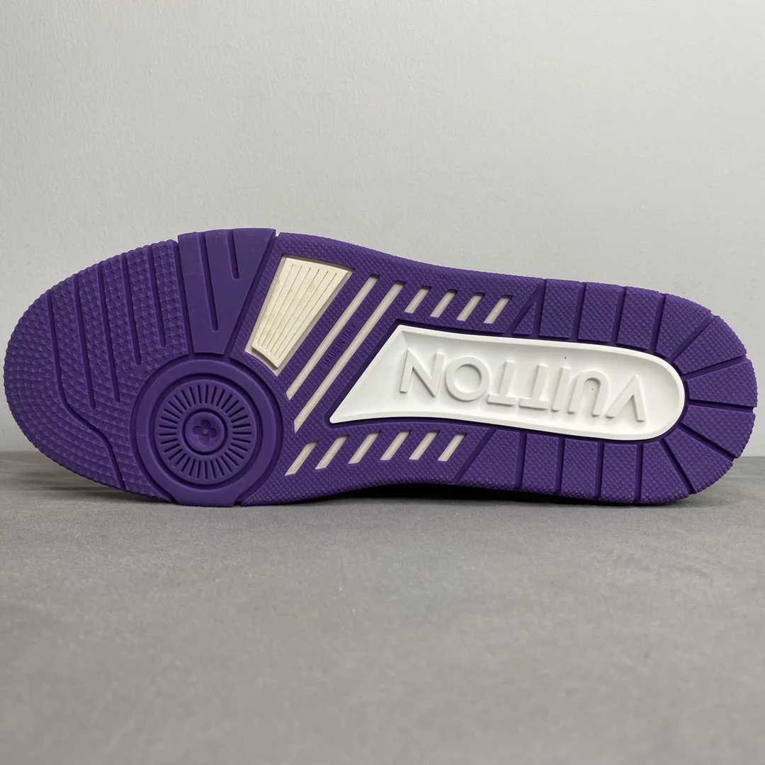 Louis Vuitton Trainer Sneaker Mix Of Materials White/Purple Virgil Abloh - Image 6