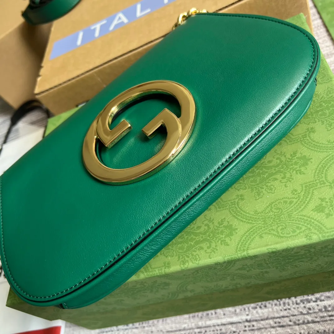 Gucci Blondie Medium Shoulder Bag / Green Gold Hardware - Image 6