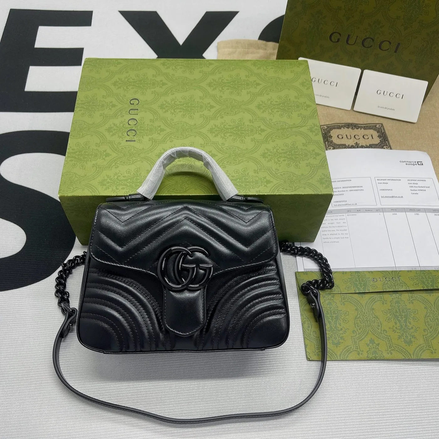 Gucci Marmont Mini Top Handle Bag Black