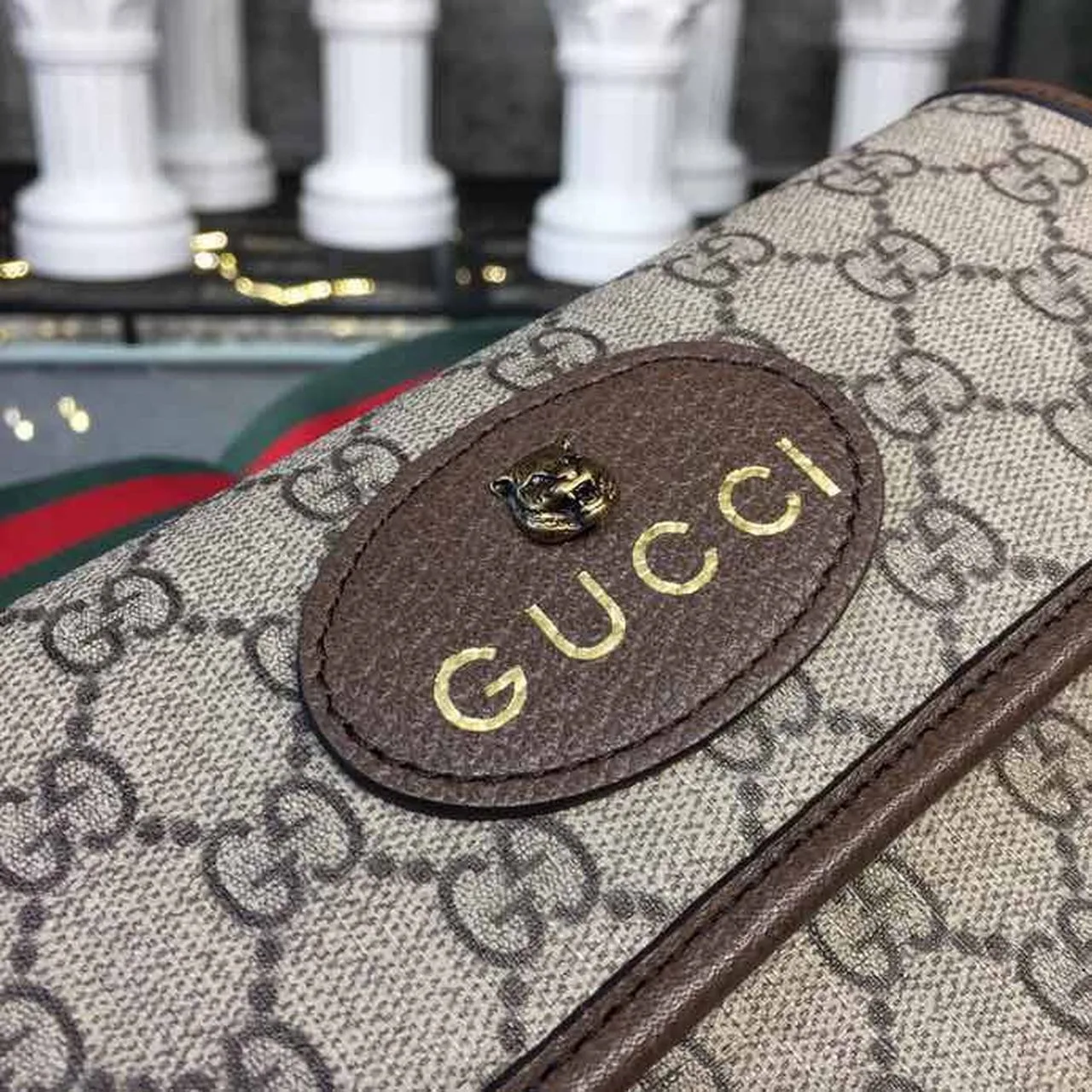 Gucci Neo Vintage Small Messenger Bag Beige/Ebony GG Supreme Canvas With Brown / - Image 7