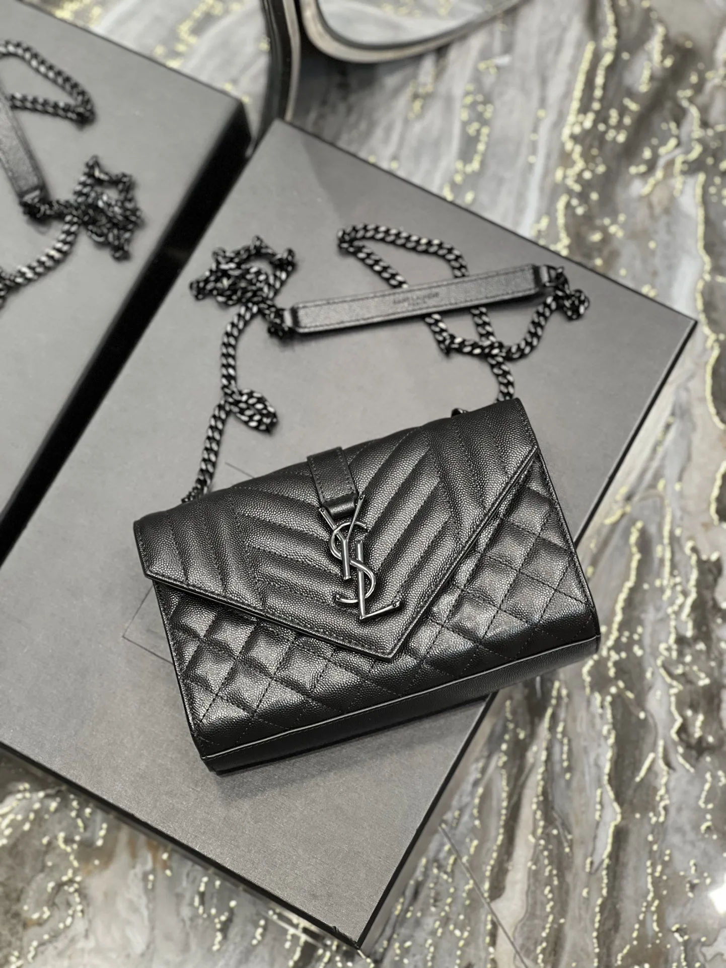 Saint Laurent Small Bag Black In Mix Matelasse / YSL - Image 6