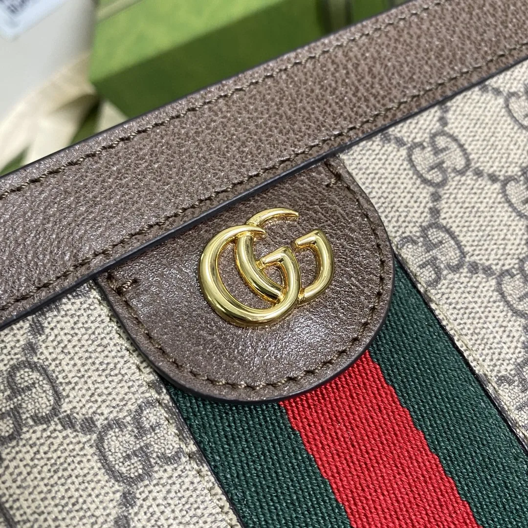 Gucci Ophidia Medium Shoulder Bag / Beige Ebony GG Supreme Canvas Gold Hardware - Image 4