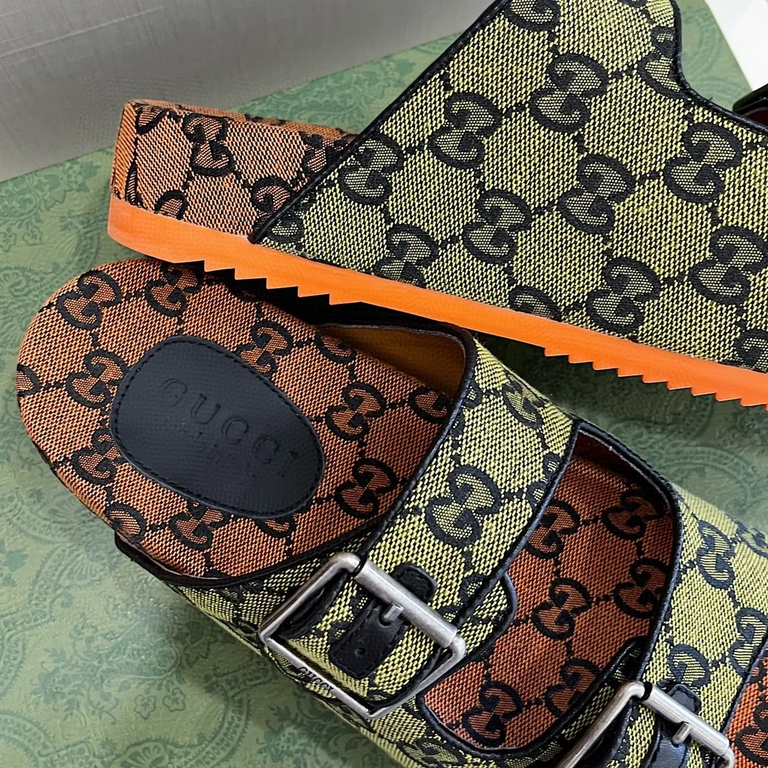 Gucci Slide Sandal With Straps Orange And Green 2HK60 - Image 6
