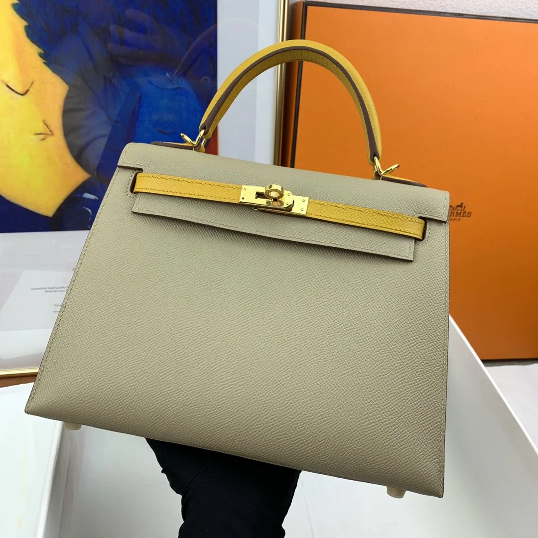 Alternative view of Hermes Kelly 25 Sellier Epsom Greige/Yellow Bag