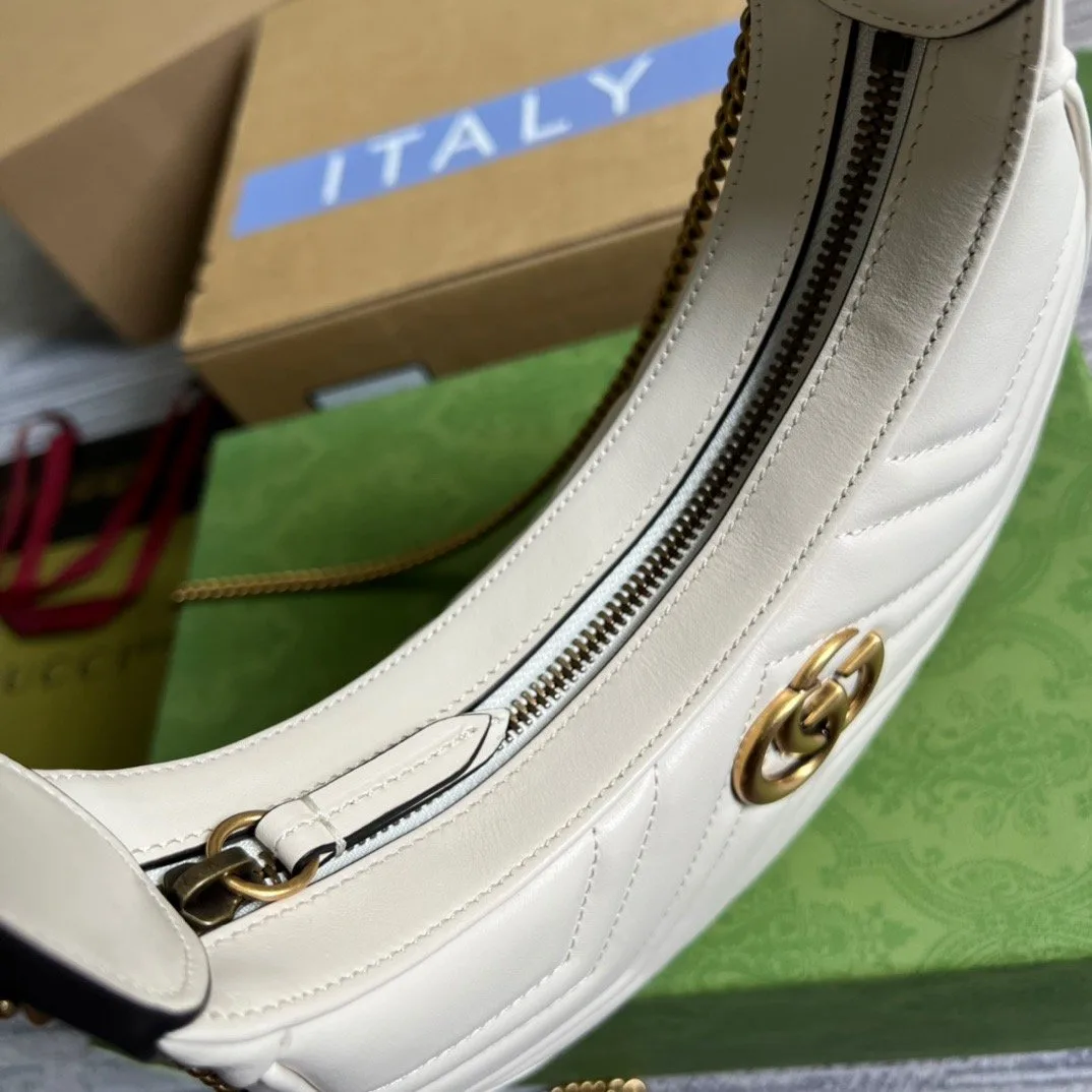 Alternative view of Gucci Marmont Half Moon Shaped Mini Bag White