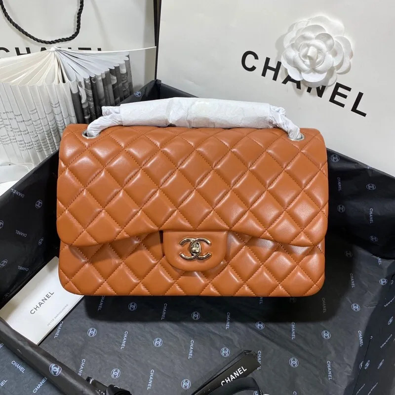 Alternative view of Chanel Classic Double Flap Bag Large Crossbody / Brown Silver Hardware