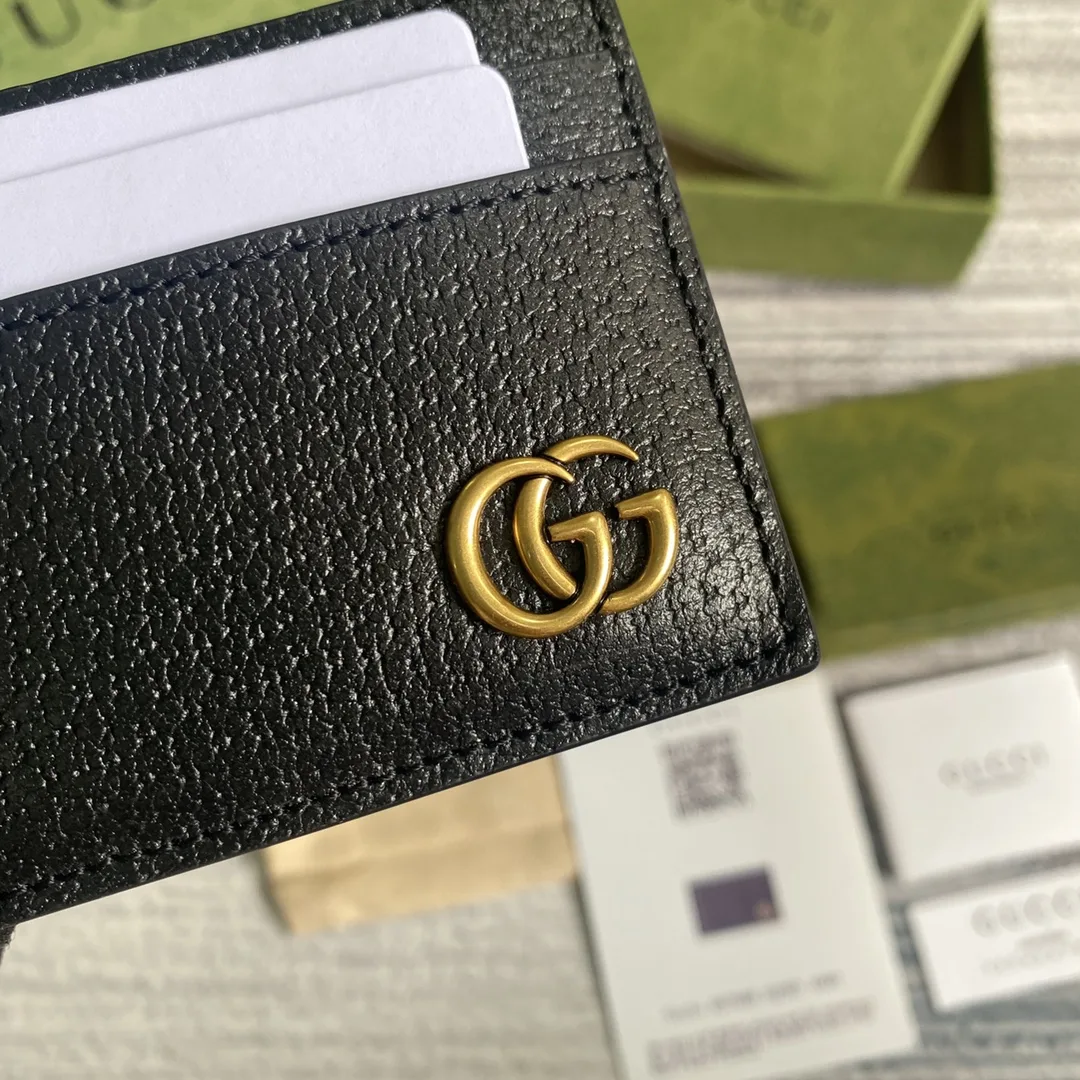 Gucci GG Marmont Card Case Black Gold Toned Hardware / - Image 4