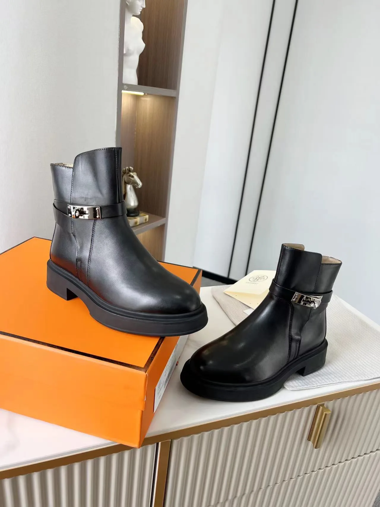 Hermes Veo Ankle Boots Black , Shoes - Image 3