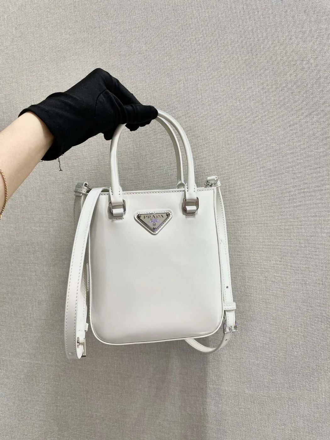Alternative view of Prada Small Brushed Tote White