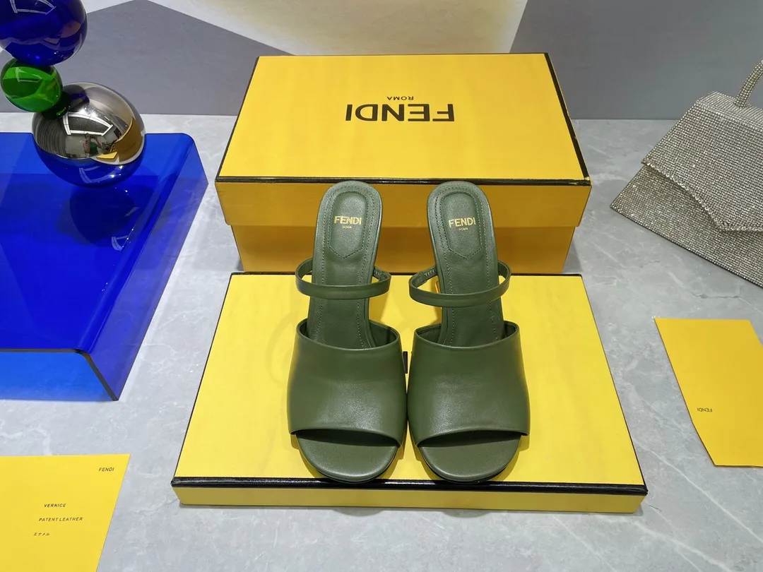 Fendi First Dark Green High-Heeled Sandals