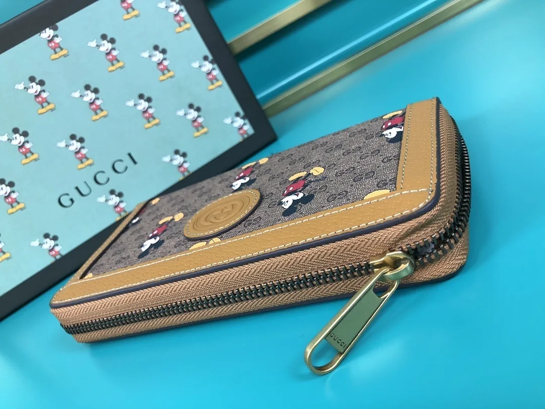 Gucci x Disney Mickey Light Brown Light Brown Zip Around Wallet - Image 4