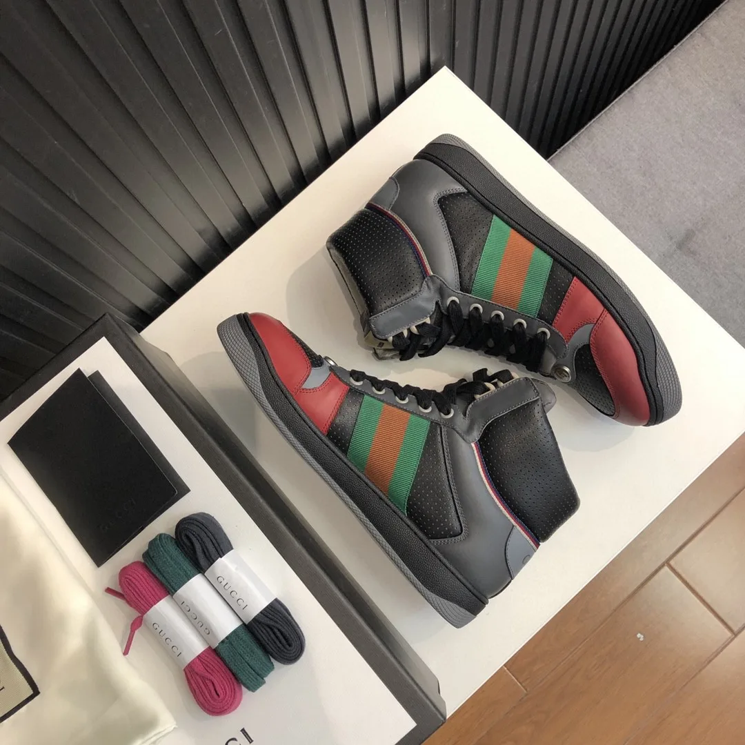 Gucci Men’s Screener Distressed High-Top Sneakers Black - Image 8