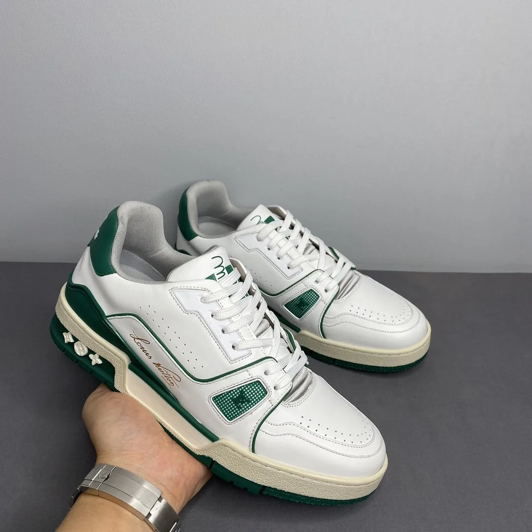 Alternative view of Louis Vuitton Trainer Sneaker Mix Of Materials White/Green