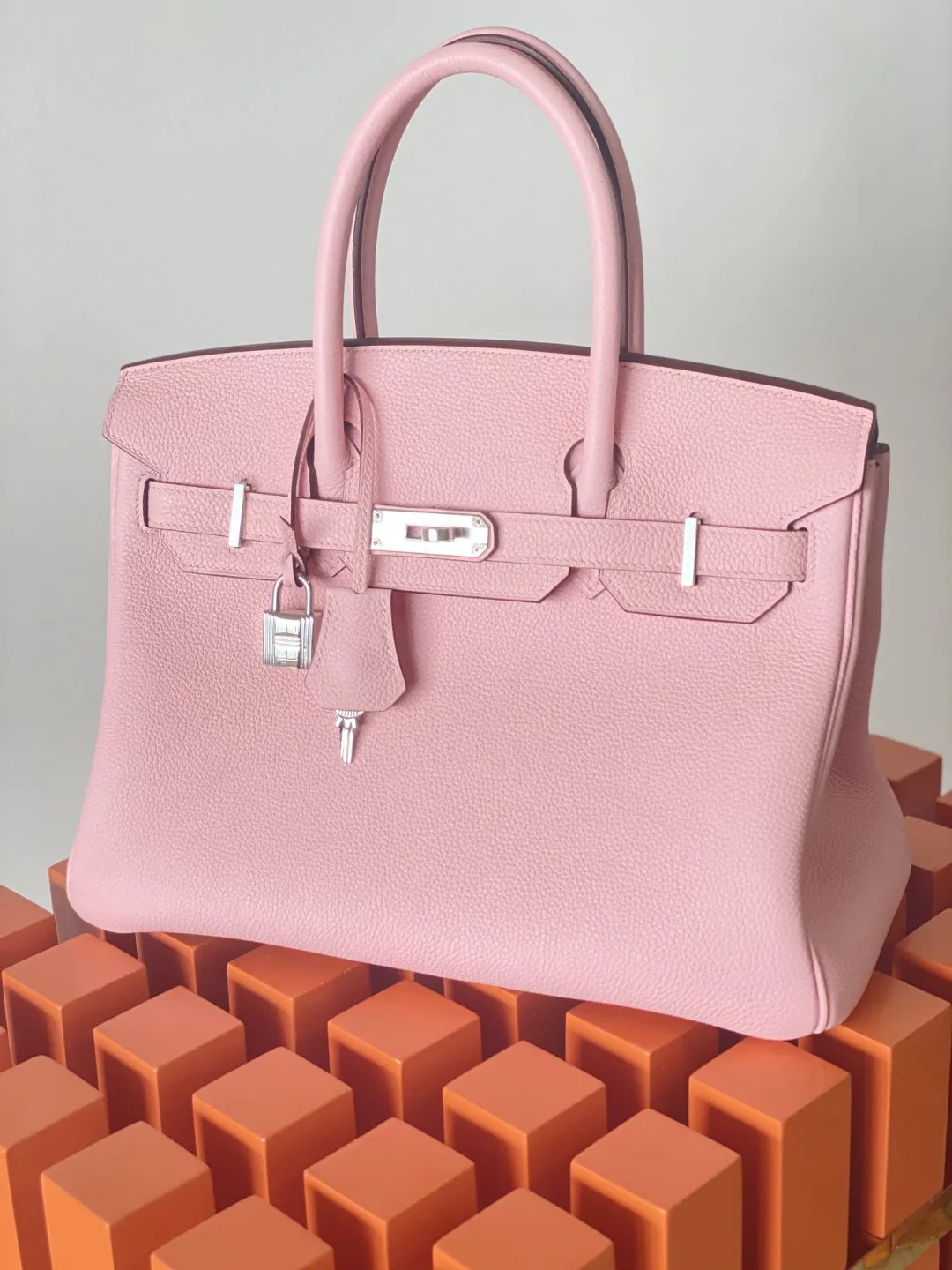 Hermes Birkin Top Handle Bag / Nata Swift Pink Silver Hardware - Image 2
