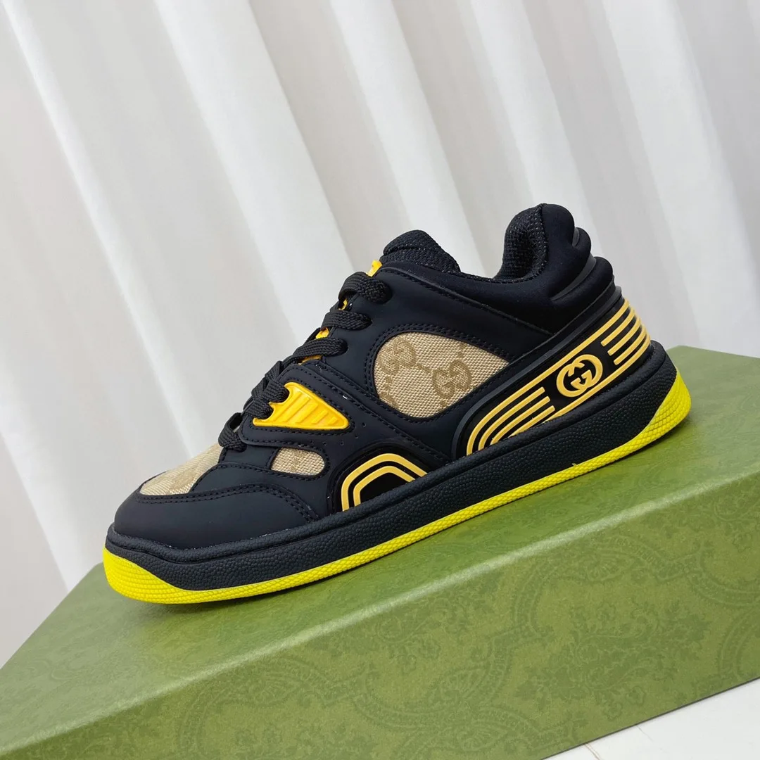 Gucci Mens GG Basket Sneaker Black And Yellow - Image 6