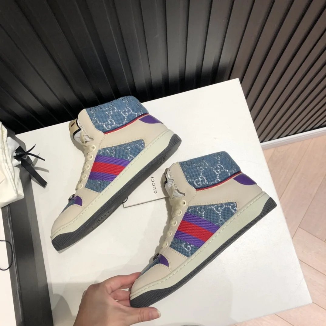 Gucci Women’s Screener GG High-Top Blue - Image 3